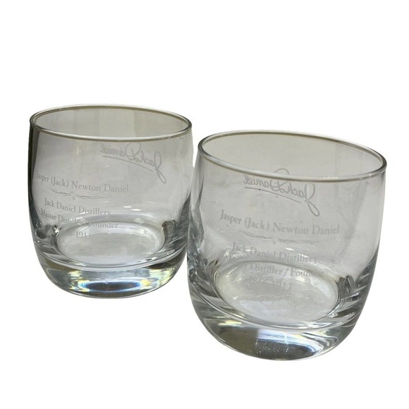 Set of 2 Jack Daniels Signature Glass Rocks Round Tumblers Whiskey Lowball - Picture 1 of 5